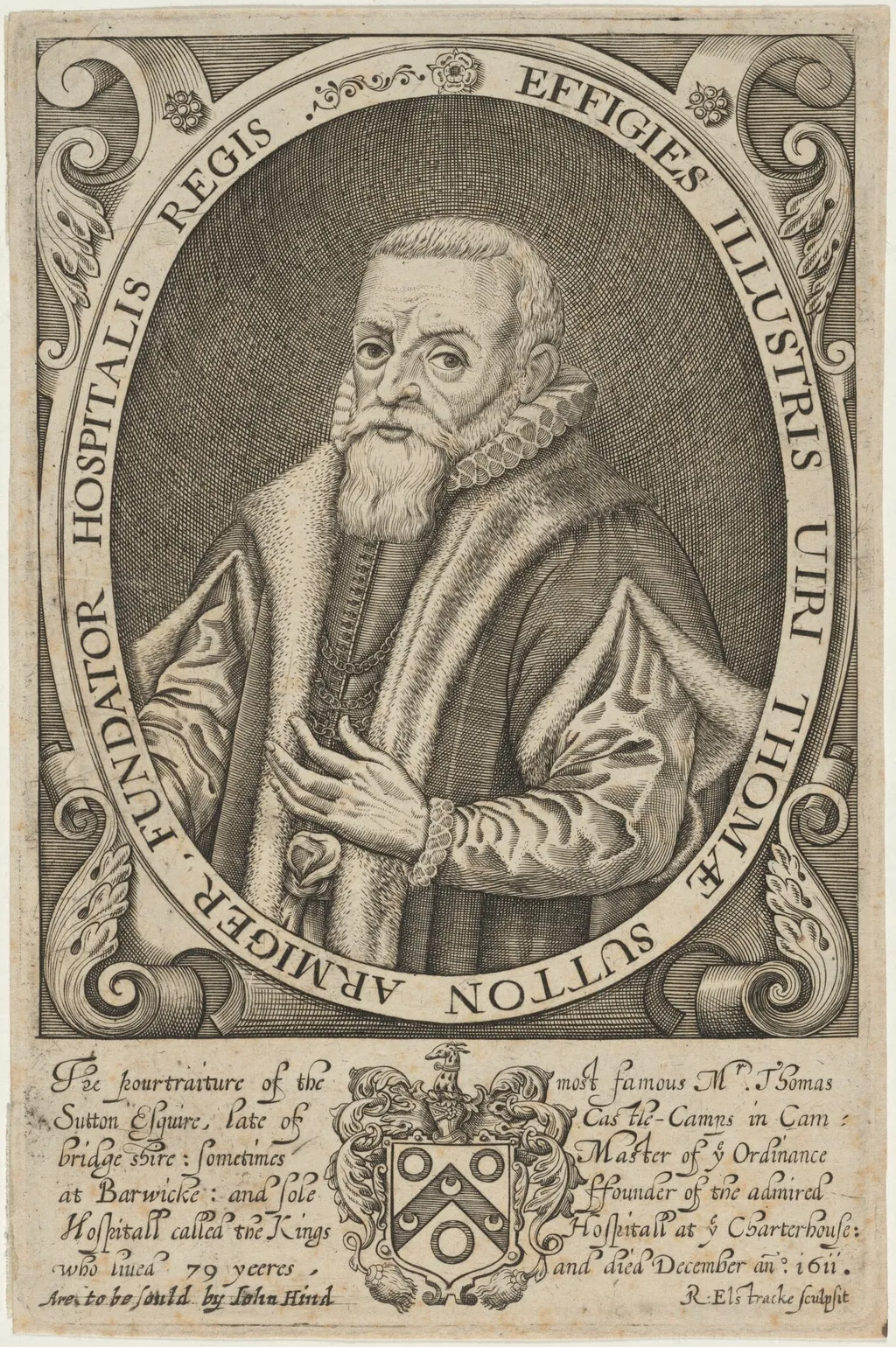 Thomas Sutton, Founder of the Charterhouse, by Renold Elstrack, ink, 1598