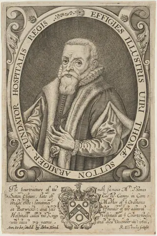 Thomas Sutton, Founder of the Charterhouse, by Renold Elstrack, ink, 1598