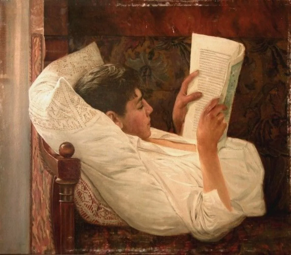 Tânăr citind, detail