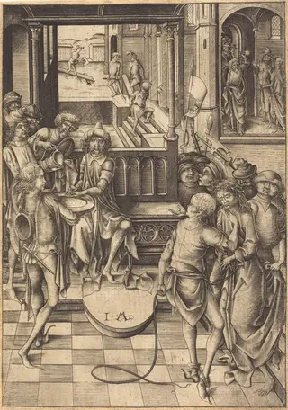 Christ before Pilate, by Israhel van Meckenem, ink, 1480