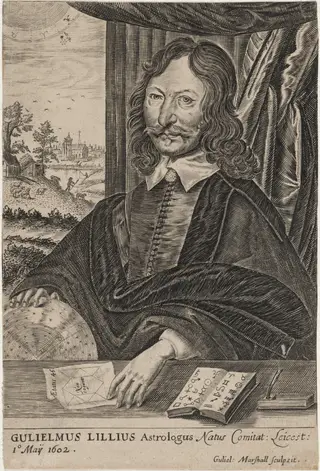 William Lilly, Astrologer, by William Marshall, ink, 1623