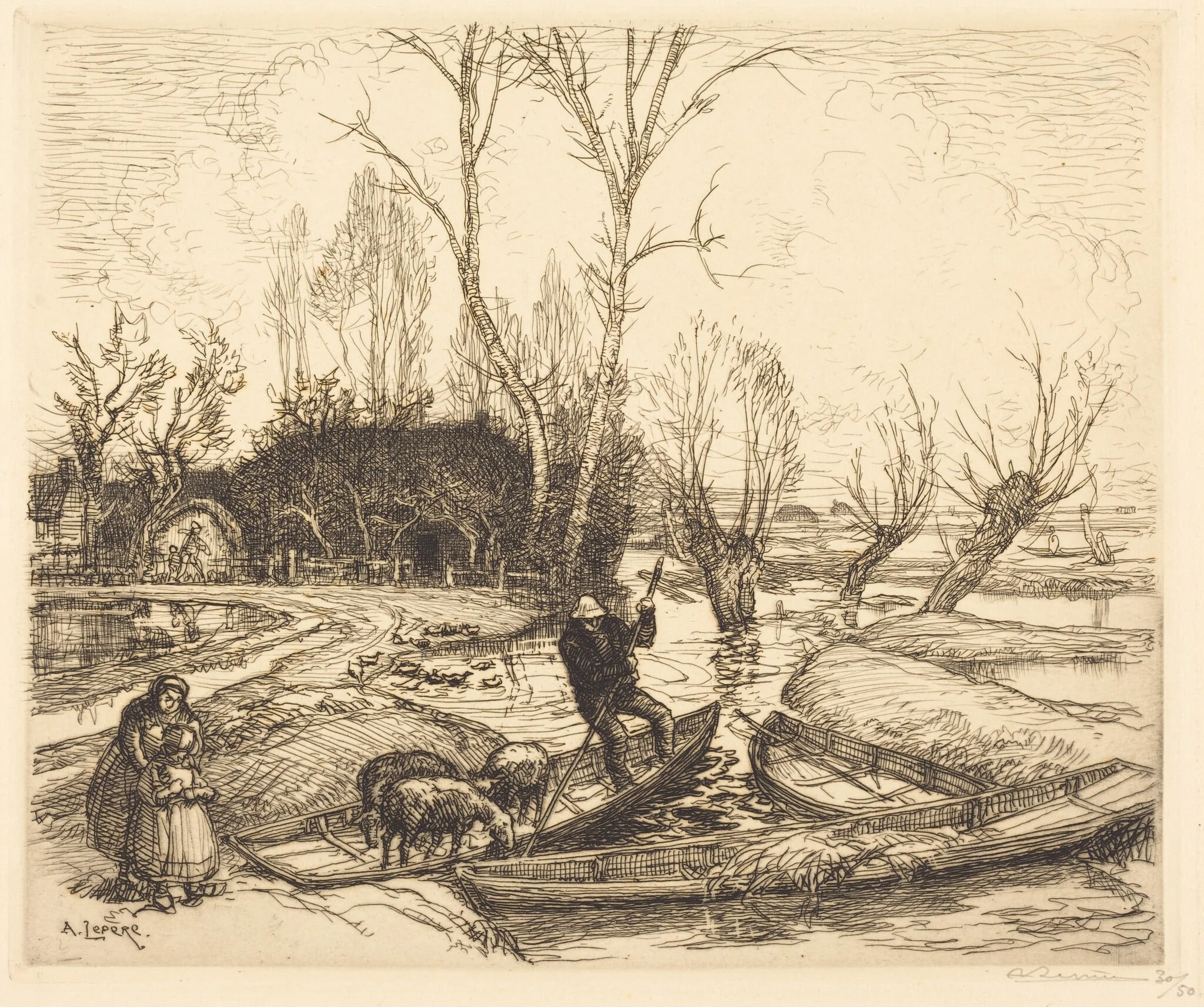 In the Deluged Marsh - The Shepherd (Au marais inonde - Le berger), detail