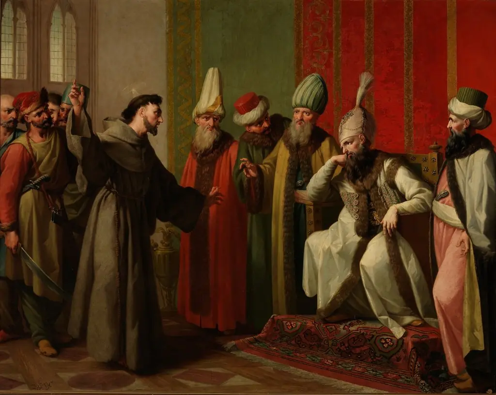 San Francisco ante el sultán de Egipto Malec-el-Kamal, by Zacarías González Velázquez, oil, 1794
