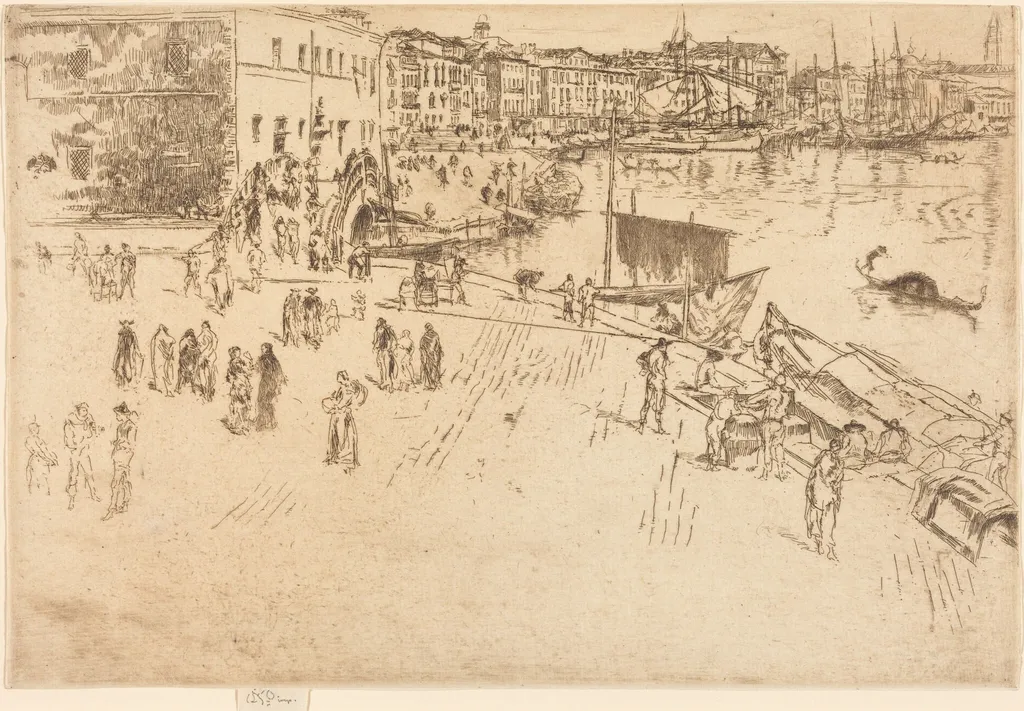 The Riva, No.I, by James McNeill Whistler, ink, 1880