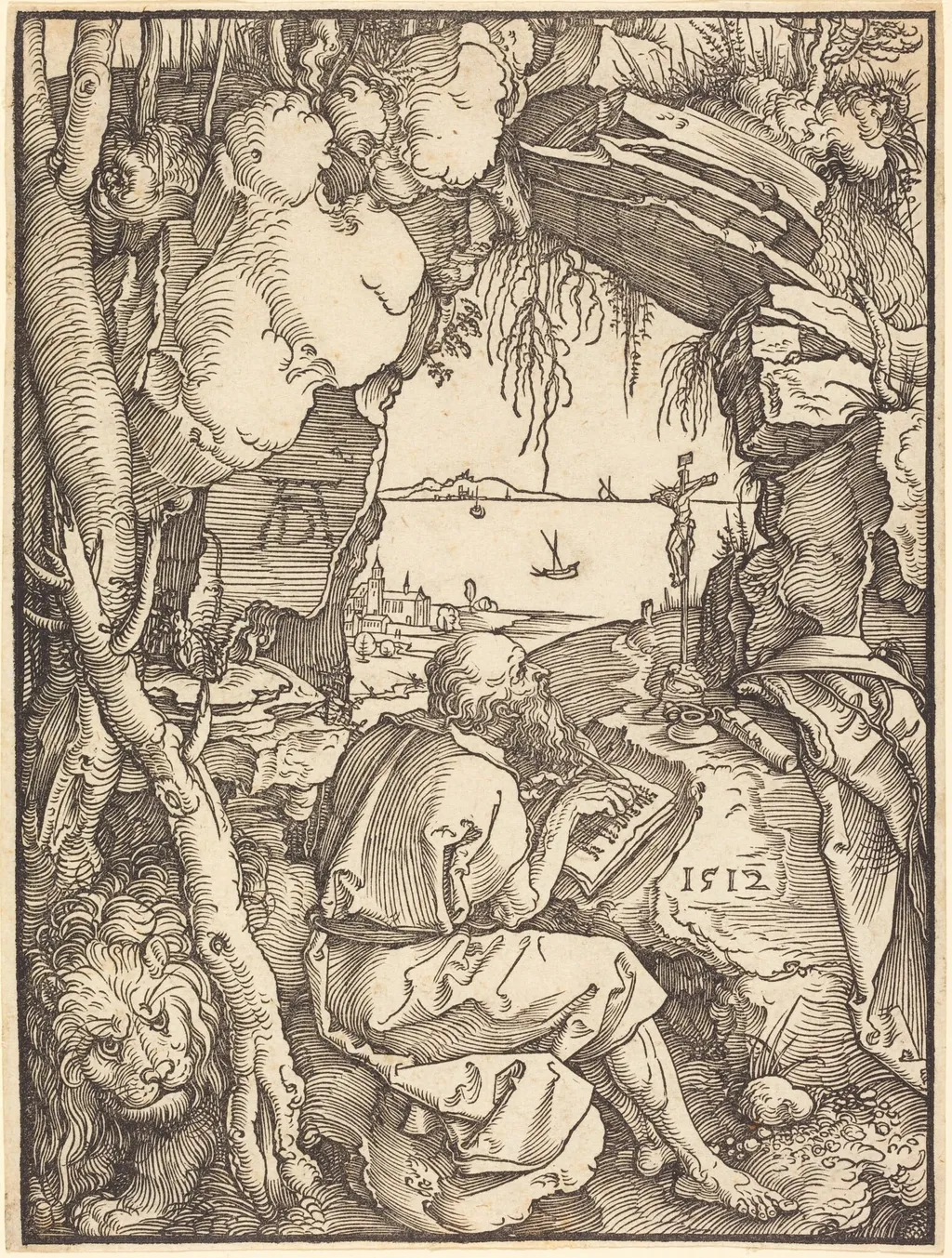 Saint Jerome in a Cave, by Albrecht Dürer, ink, 1512