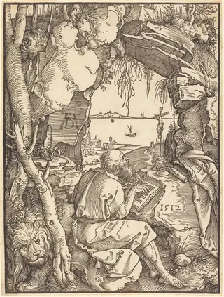 Saint Jerome in a Cave, by Albrecht Dürer, ink, 1512