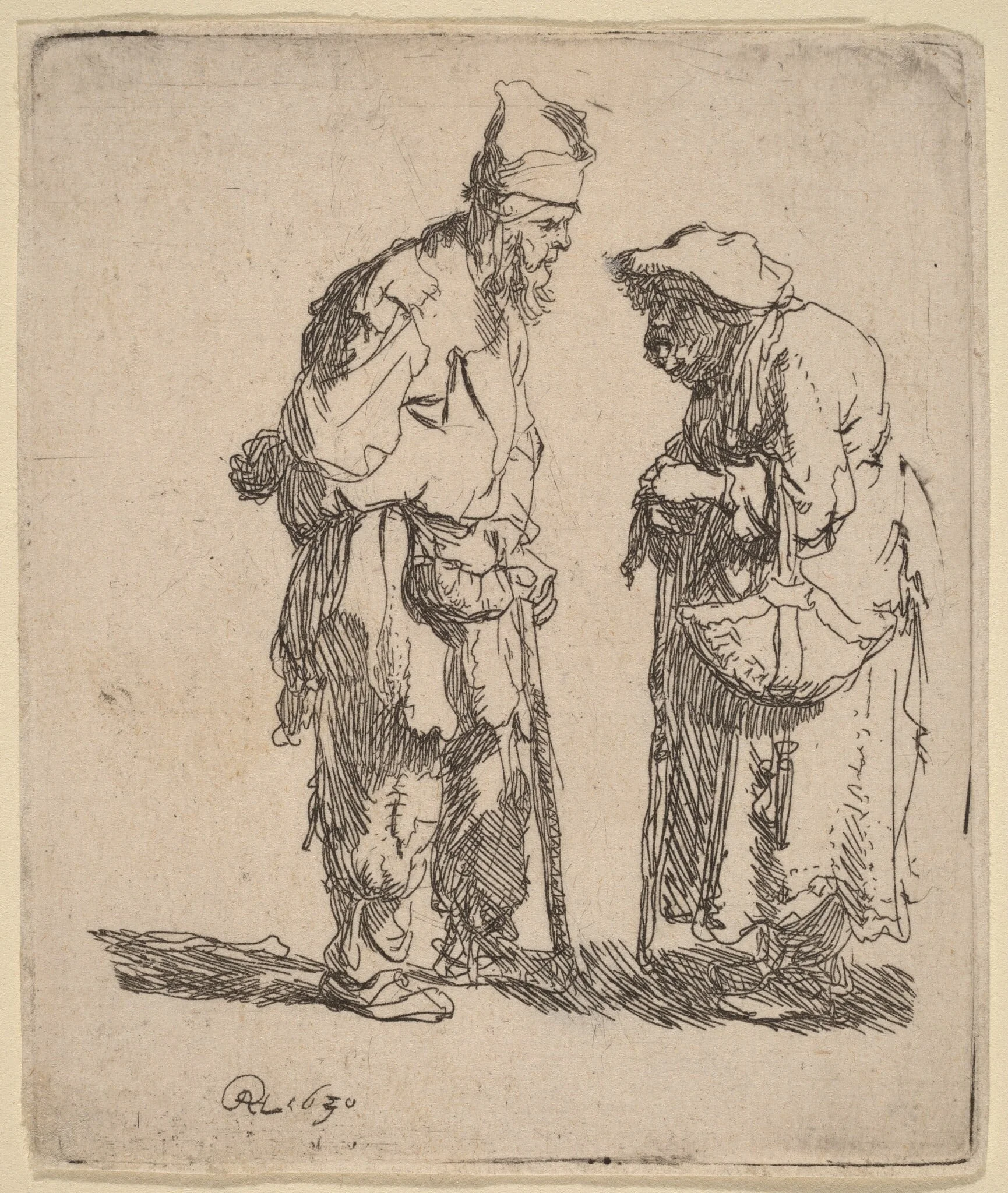 Beggar Man and Beggar Woman Conversing, detail
