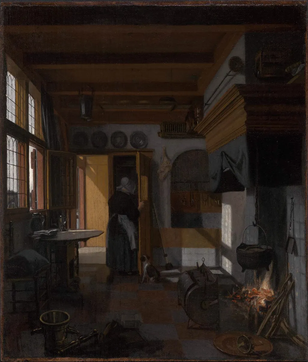 Kitchen Interior, by Emanuel de Witte, oil, 1665