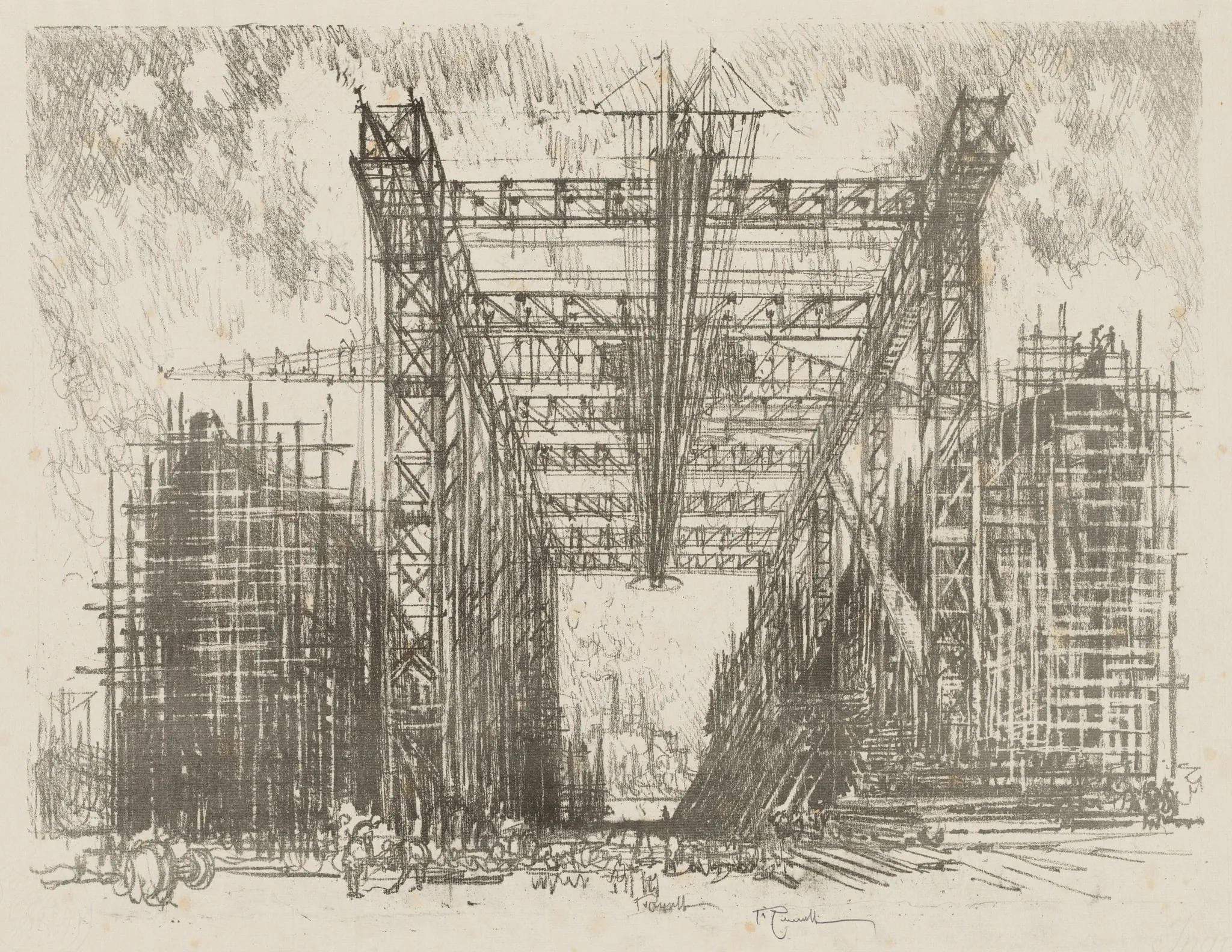 English War Work: The Gantry (A Merchant Shipyard), detail