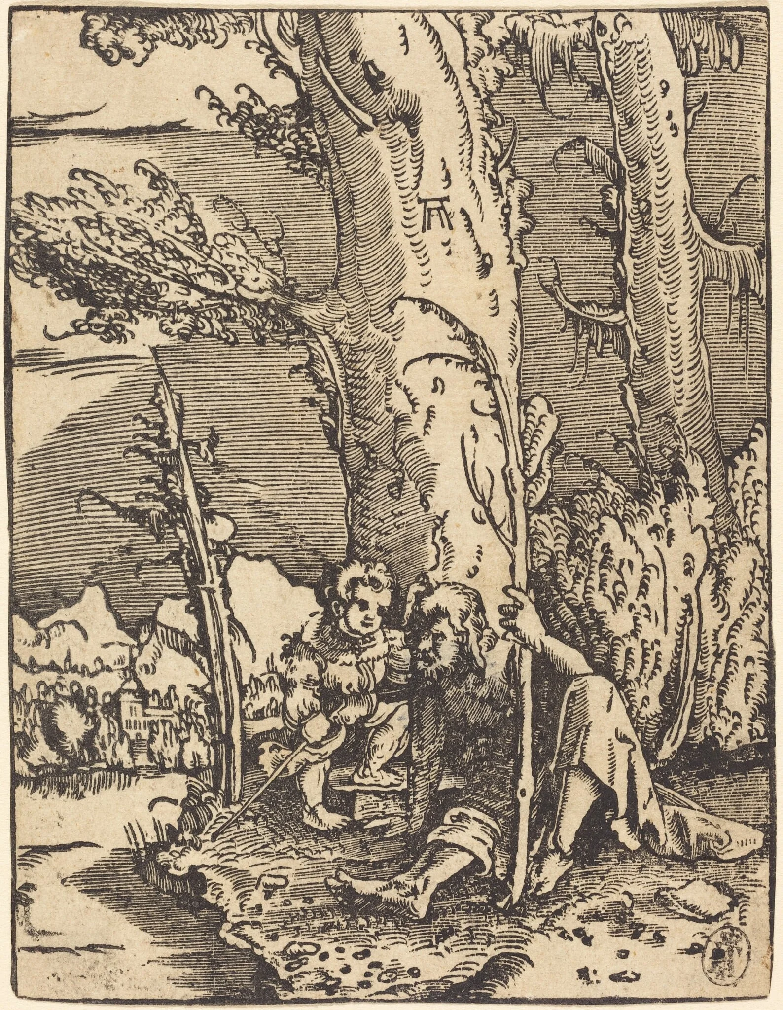 Saint Christopher Seated by a River Bank, detail