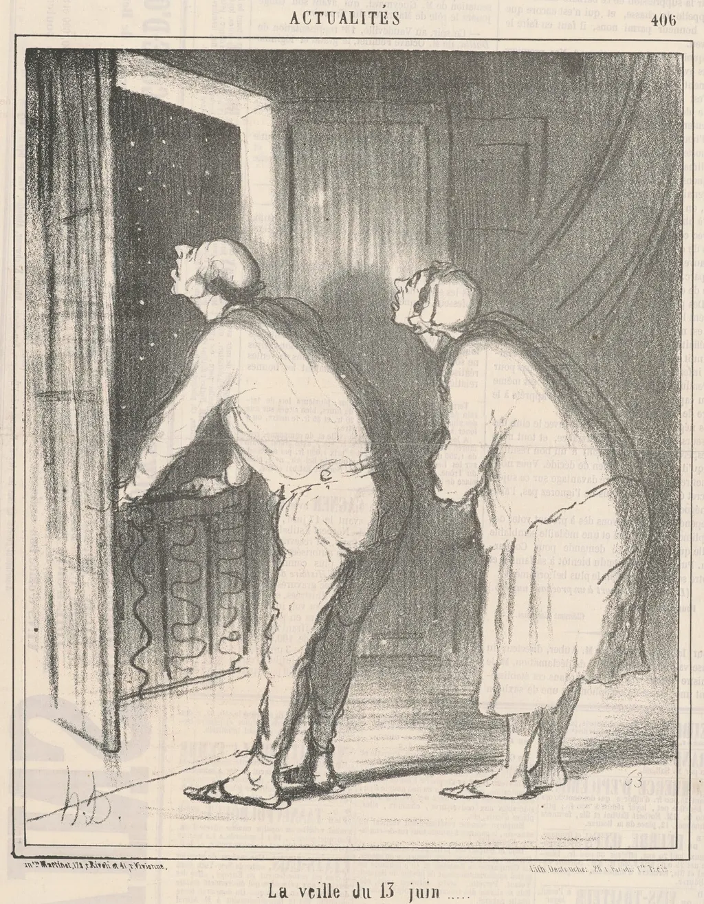 La veille du 13 Juin, by Honoré Daumier, ink, 1857