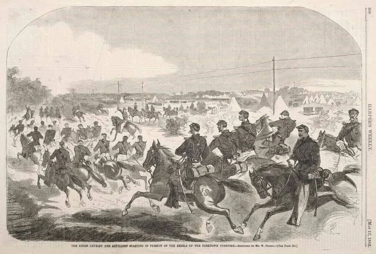The Union Cavalry and Artillery Starting in Pursuit of the Rebels up the Yorktown Turnpike, detail