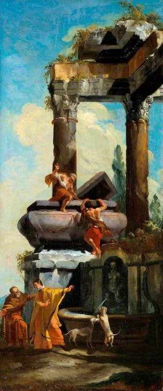 A Fountain with Classical Ruins, detail