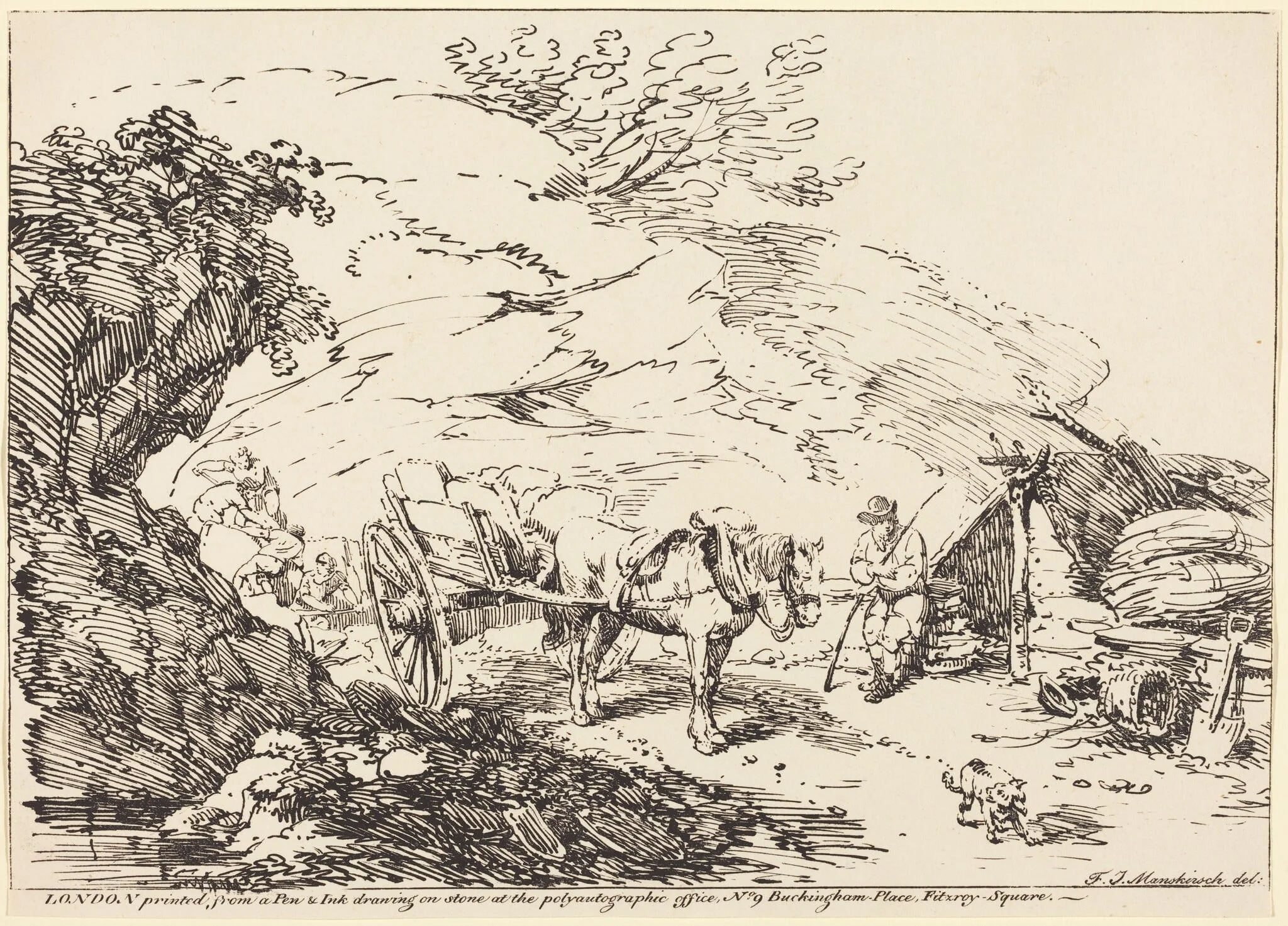 Horse and Cart in Quarry, detail