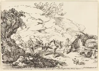Horse and Cart in Quarry, by Franz Joseph Manskirch, ink, 1806