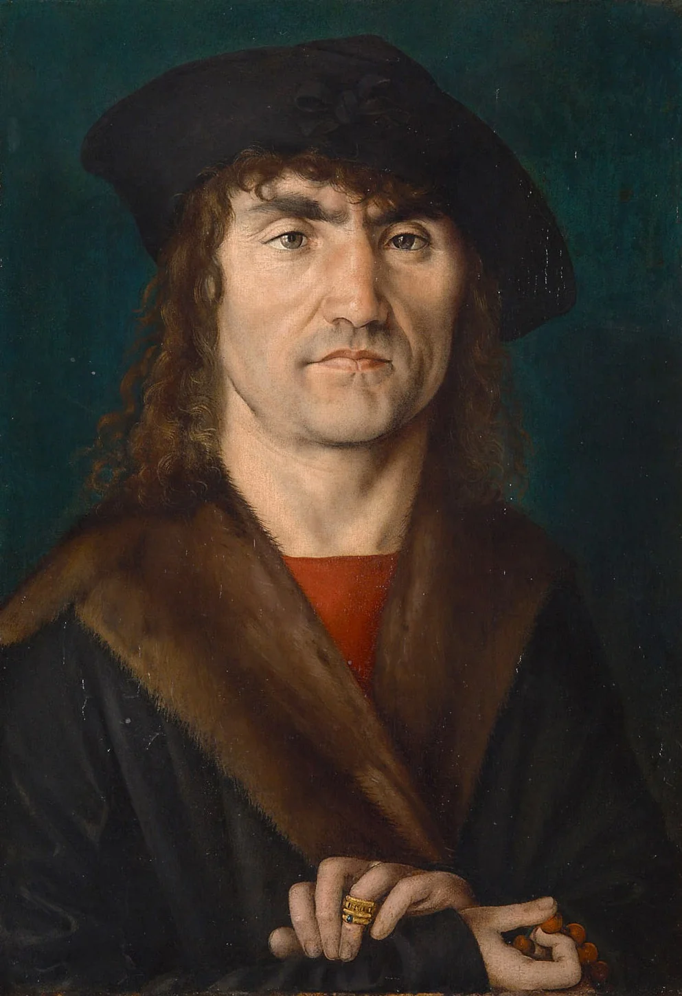 Bildnis eines Mannes mit Rosenkranz, detail