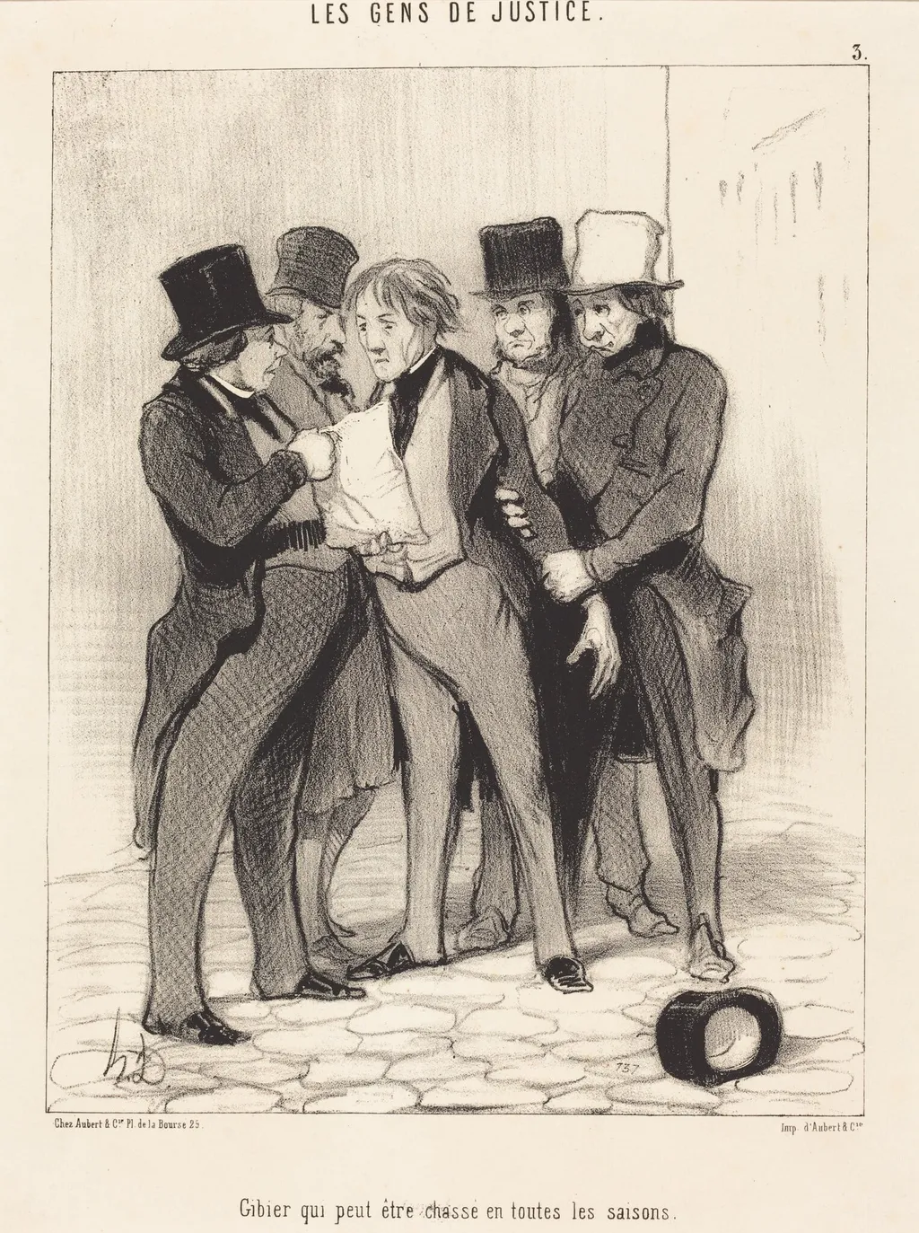 Gibier qui peut être chassé en toutes les saisons, by Honoré Daumier, ink, 1845