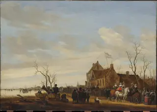 Drawing the Eel, by Salomon van Ruysdael, oil, 1650