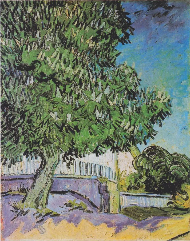 Blossoming chestnut trees, by Vincent van Gogh, oil, 1890