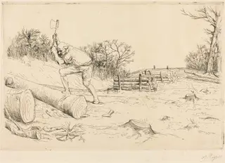 Woodcutter (Le bucheron), by Alphonse Legros, ink, 1874