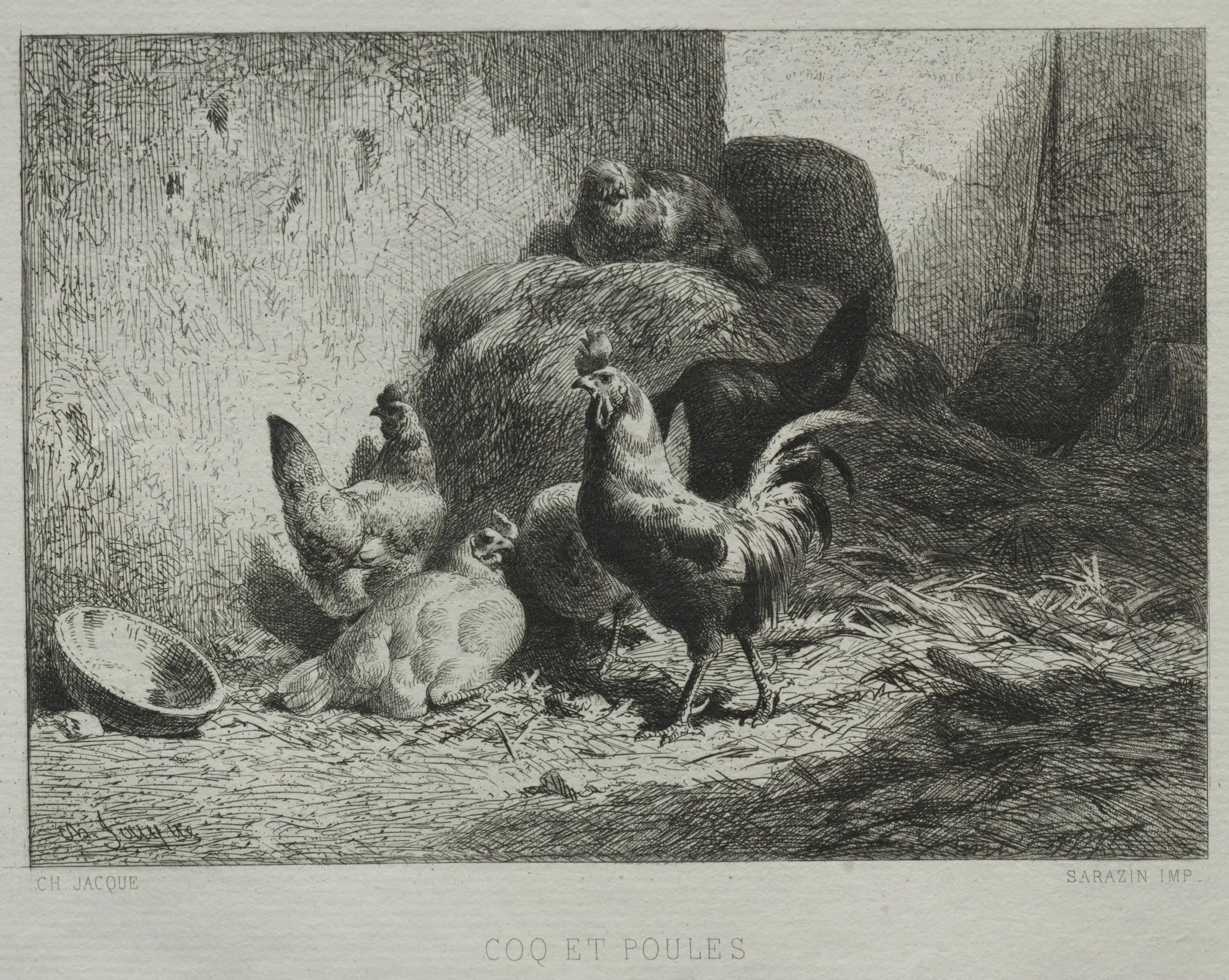 Cock and Hens, detail