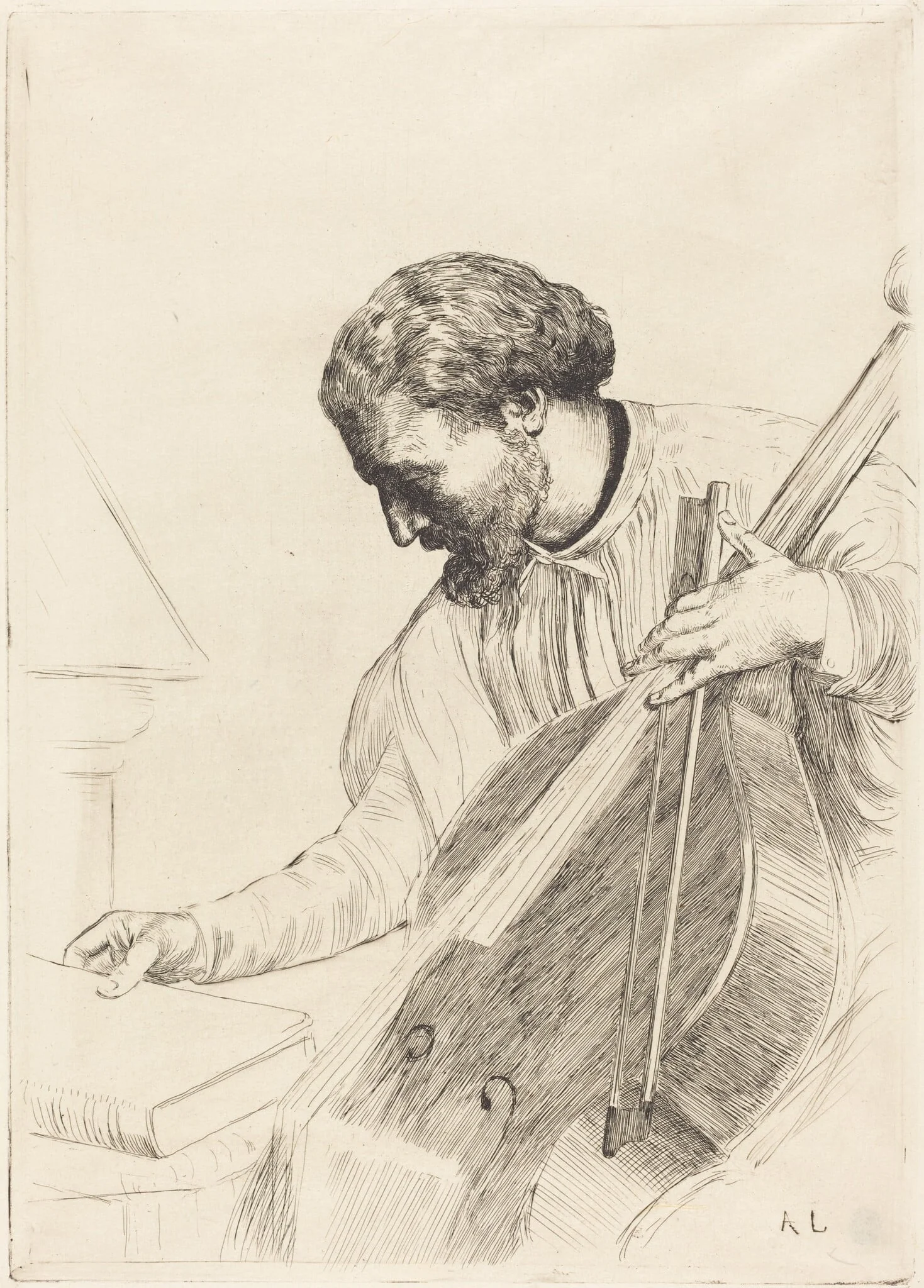 The Bass Player (Le joueur de contre-basse), detail