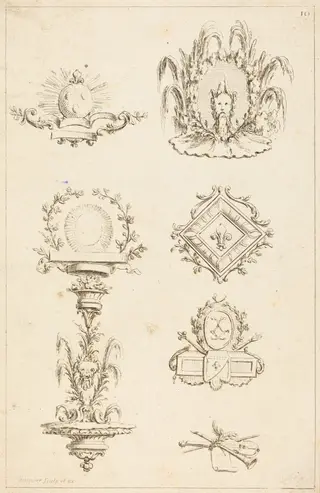 Designs for Tail-Pieces: pl. 10, by Gabriel Huquier, ink, 1730