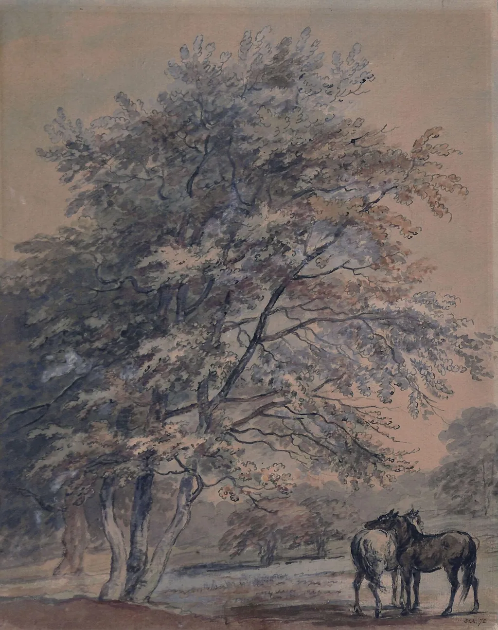 Trees and Horses, by Barret, watercolor, 1782