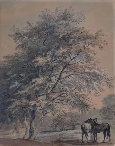 Trees and Horses, by Barret, watercolor, 1782