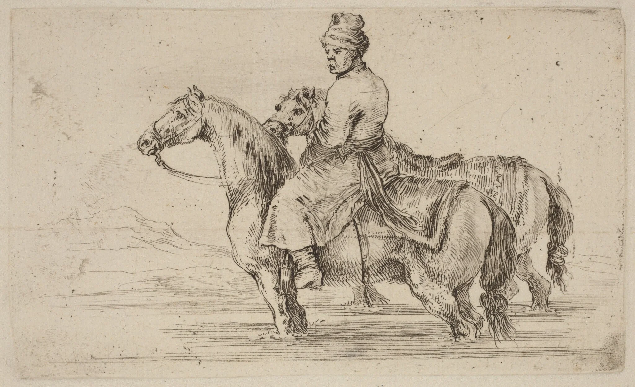 Polish Attendant with Two Horses, detail