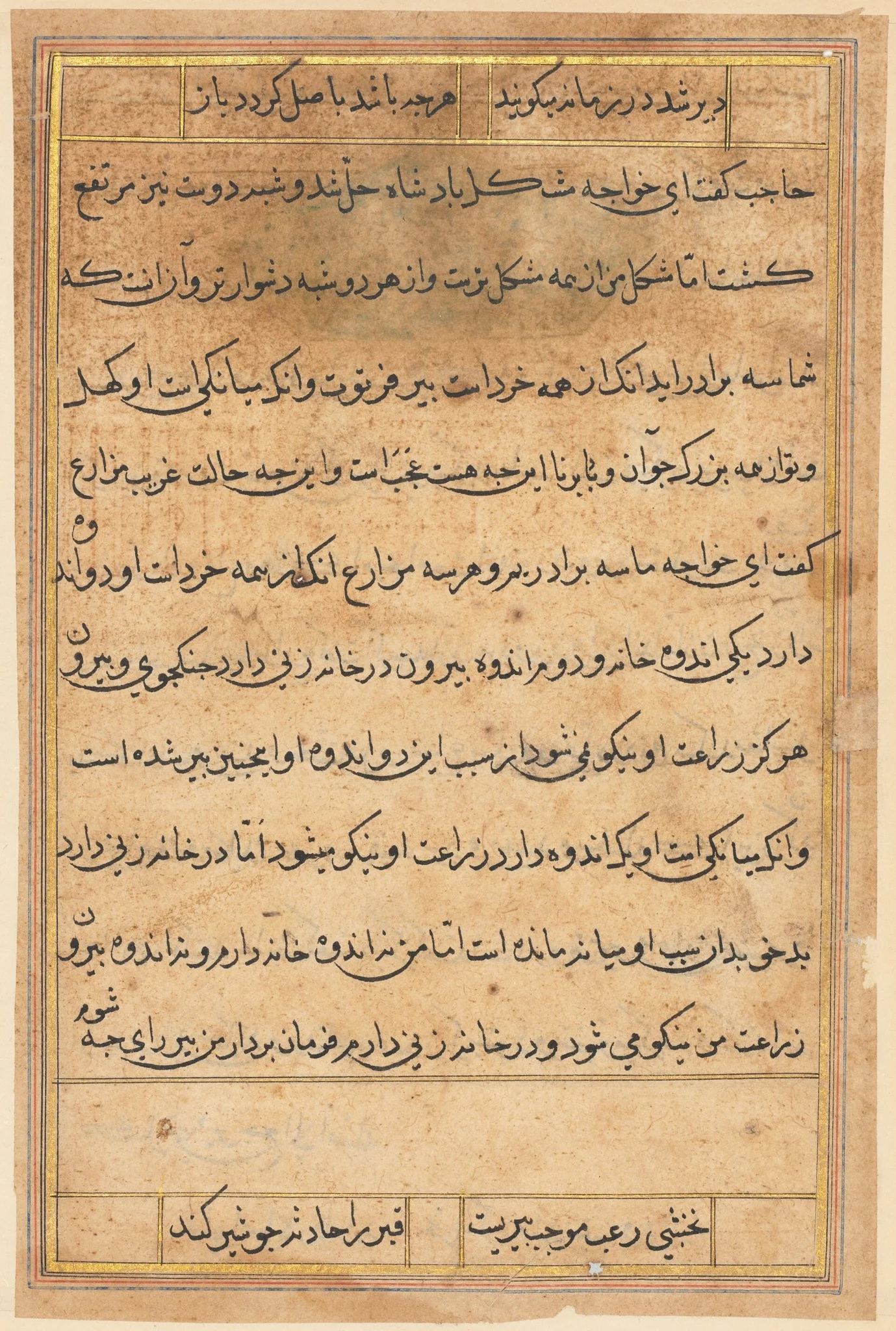 Page from Tales of a Parrot (Tuti-nama): text page, detail