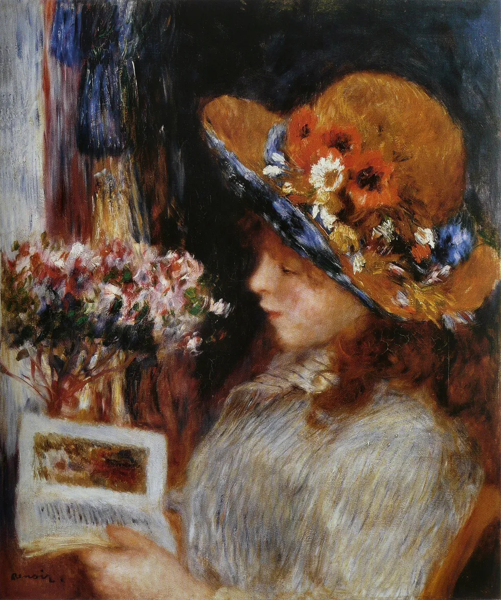 Young Girl Reading, by Auguste Renoir, oil, 1890
