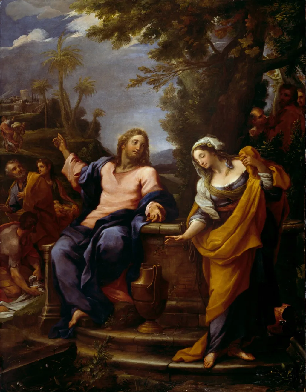 Christ and the Samaritan Woman, by Giuseppe Bartolomeo Chiari, oil, 1700