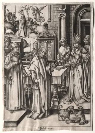 Life of the Virgin: High Priest Rejecting the Offering of Joachim, by Israhel van Meckenem, 1493