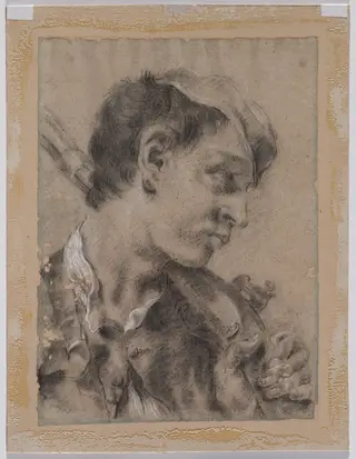 Head of a Young Man in Profile with a Gun over His Shoulder, by Giovanni Battista Piazzetta, 1740
