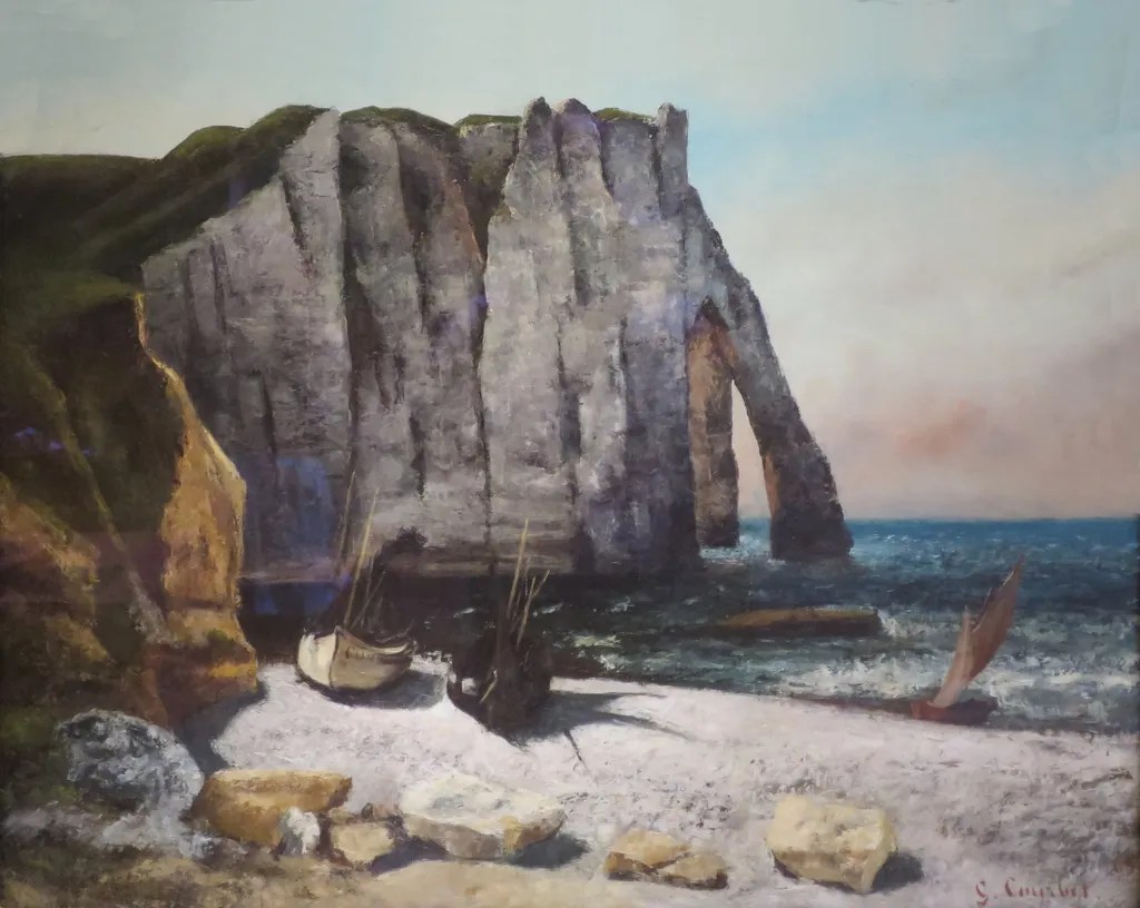 Cliff at Étretat, the Porte d' Aval, by Gustave Courbet, oil, 1869