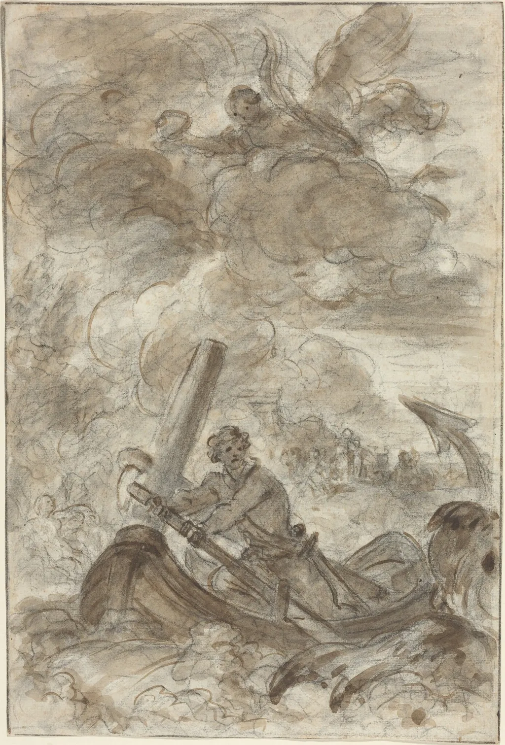 Orlando Kills the Orc with an Anchor, by Jean Honoré Fragonard, chalk, 1769