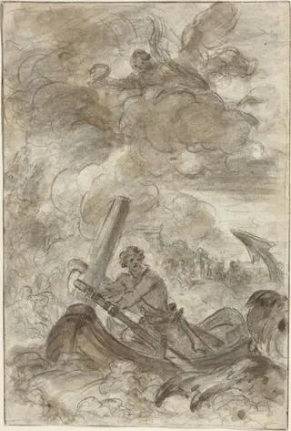 Orlando Kills the Orc with an Anchor, by Jean Honoré Fragonard, chalk, 1769