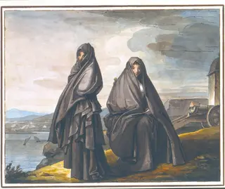 Two Women of Trapani, Sicily, by Henry Tresham, watercolor, 1770