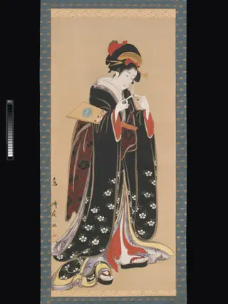 Woman with Battledore and Shuttlecock, by Torii Kiyotomo, unspecified, 1817