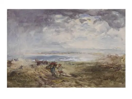 On the Scottish Shore, Coast Scene with Figures, by William McTaggart, watercolor, 1850