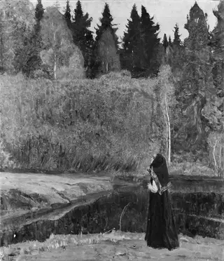 The Nightingale Sings, by Mikhail Nesterov, oil, 1923
