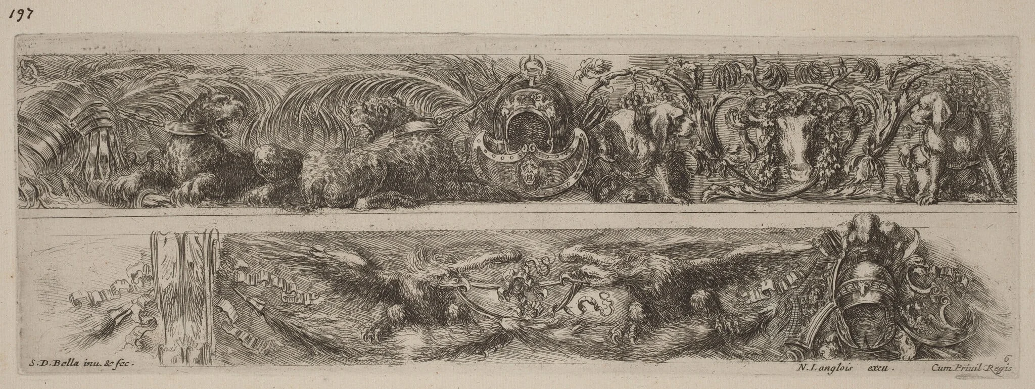 Two Ornamental Bands with Chained Leopards and Eagles, detail