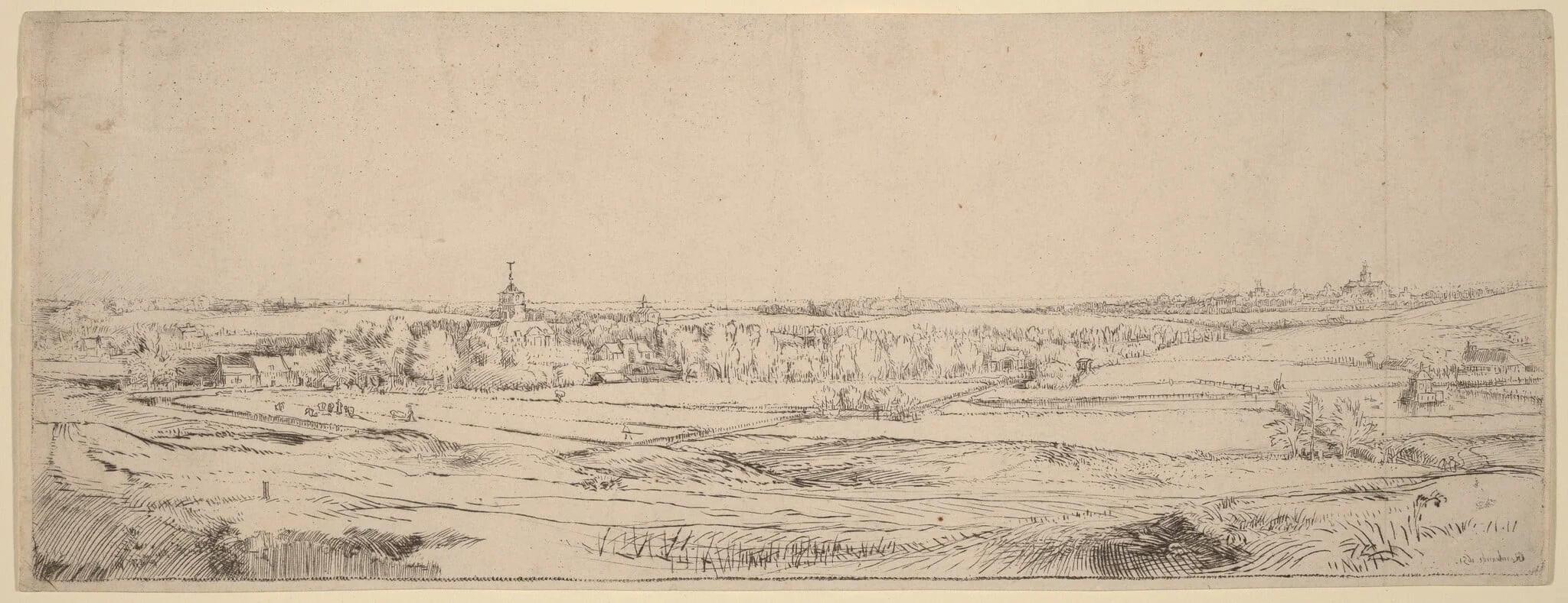 Landscape with a View Toward Haarlem (The Goldweigher's Field), detail