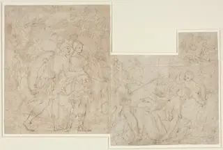Three Soldiers Discovering a Sleeping Woman, by Nicolas-Raymond de La Fage, ink, 1673