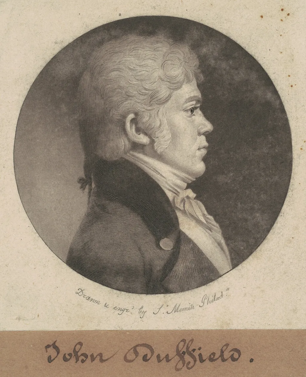 John Duffield, by Charles B. J. Févret de Saint-Mémin, ink, 1802
