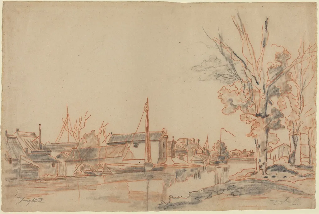 Bords de Canal, by Johan Jongkind, graphite, 1855
