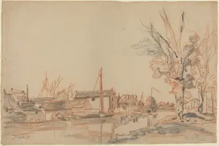 Bords de Canal, by Johan Jongkind, graphite, 1855