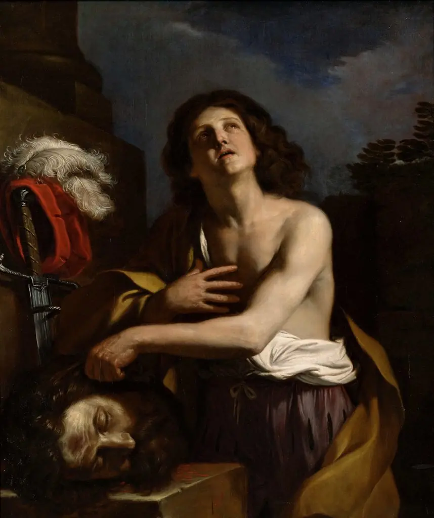David with the Head of Goliath, by Guercino, oil, 1650