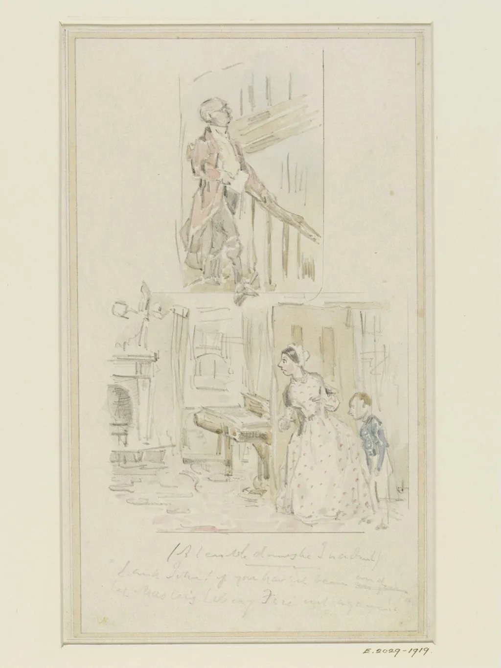 Two sketches for book illustrations, by John Leech, 1817